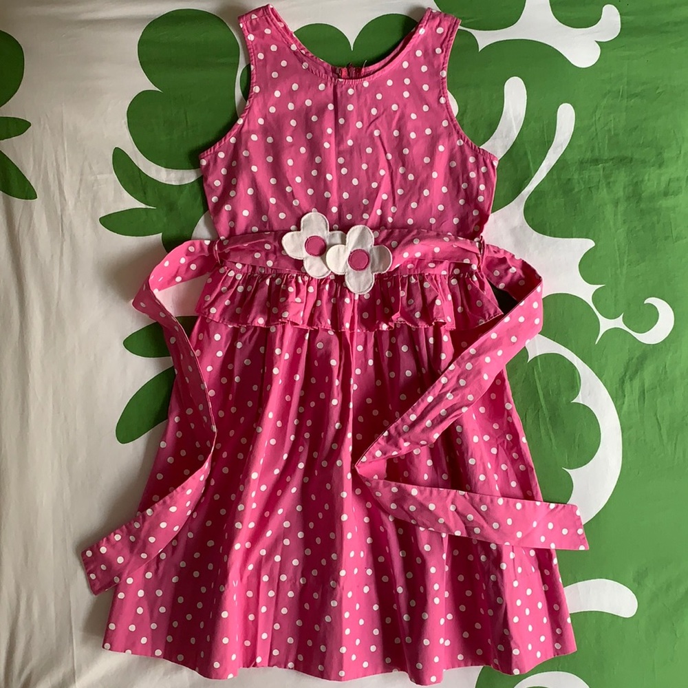 Florence Eiseman polka dot dress with flower belt
